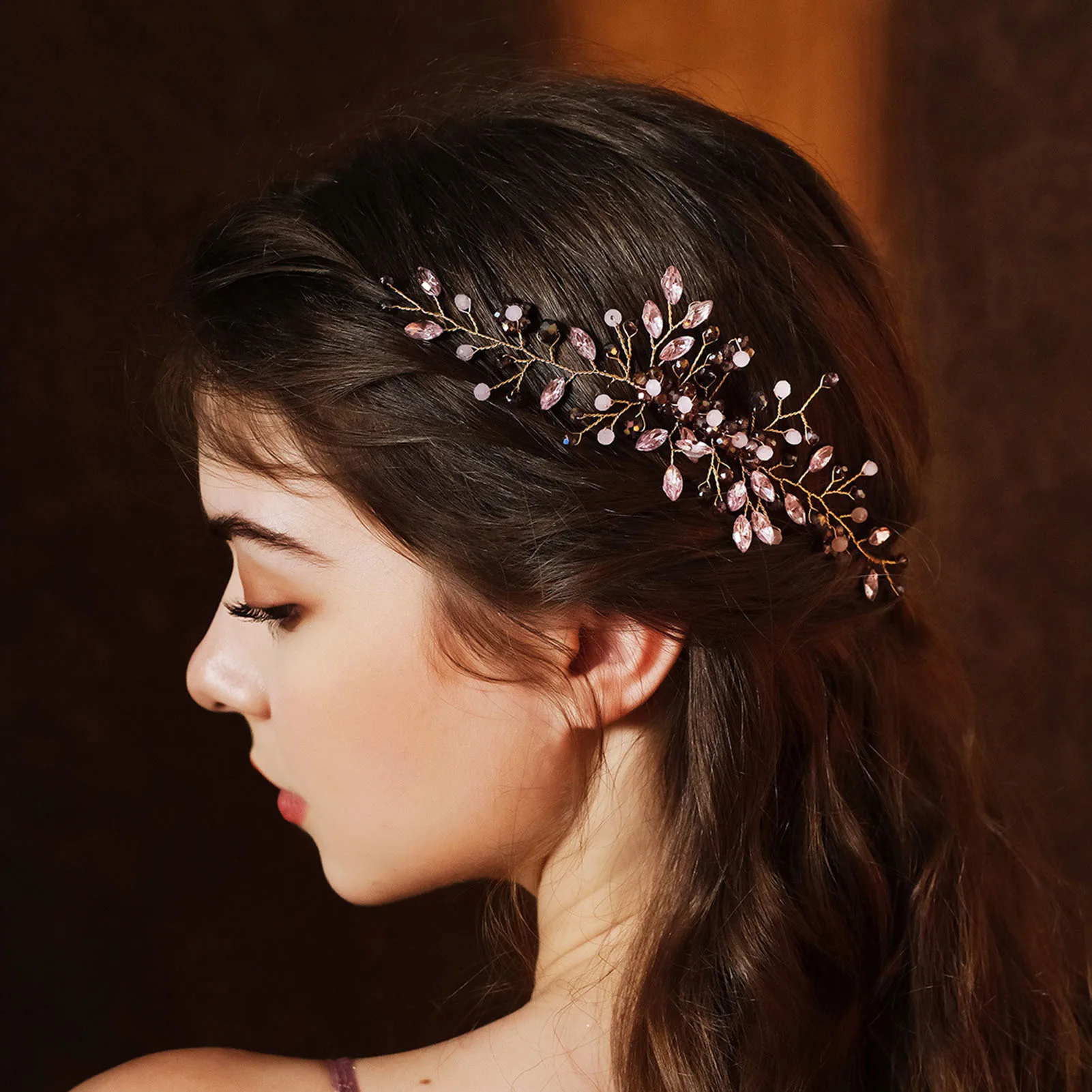 Pettine per capelli in cristallo viola da sposa accessori per capelli con fiore di cristallo da donna adatto per forniture per la decorazione dei