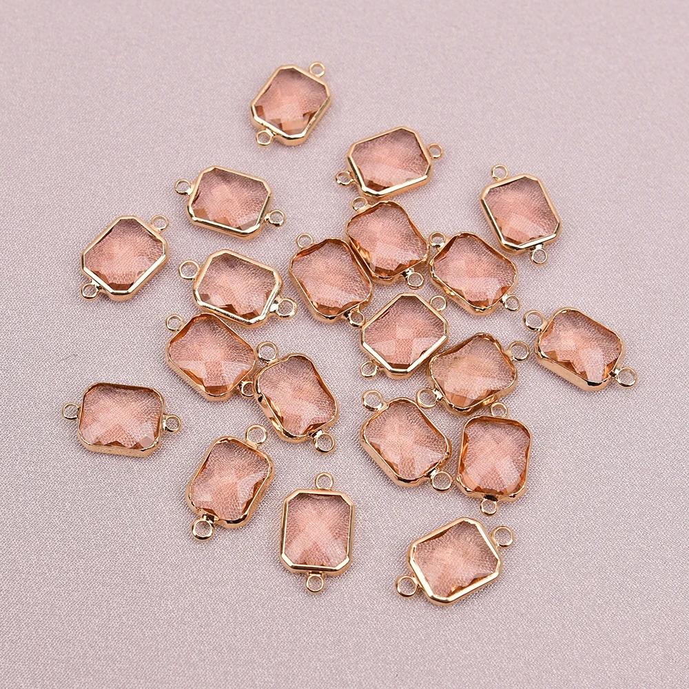 

APDGG A001 20 шт. розовый цвет стеклянный кристалл с металлическими краями разъем кулон для изготовления ювелирных изделий DIY
