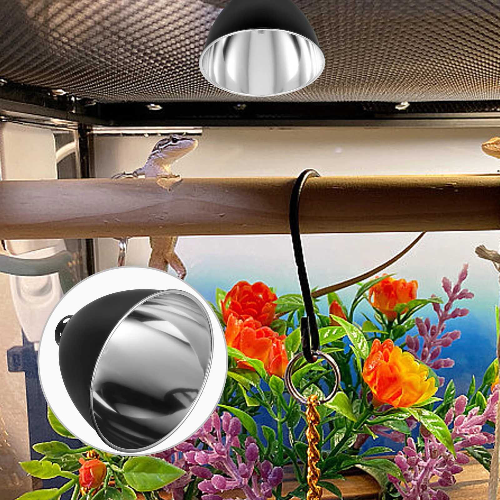 

Heat Shade Reflector Dome Black Insulated Metal Cover for Lizards Snakes Turtles Box Accessory Reptile Lamp Guard Reptile Lamp