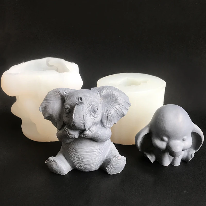 Cute Elephant Silicone Candle Mold 3D Animal Crafts Decoration Resin Plaster Soap Making Tool DIY Chocolate Ice Cube Baking Mold