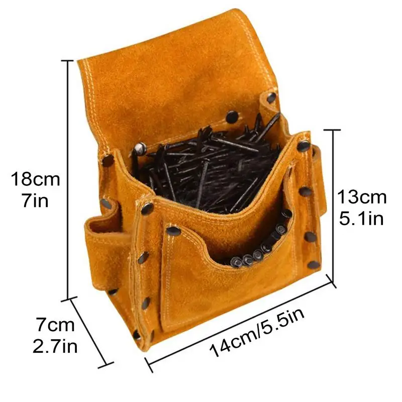 Work Pouch For Men Repair Tool Organizer Pocket Thicken Faux Leather Pouch For Screwdrivers Wear-Resistant Nail Waist Bag