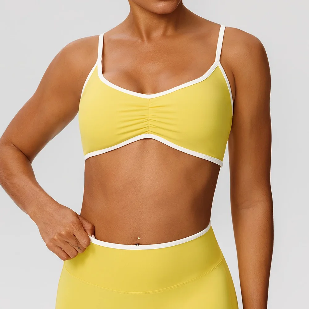 Women Breathable Sports Bra Sexy Back Sports Bra Color Block Quick Dry Workout Fitness Top Shockproof Push Up Gym Yoga Bra