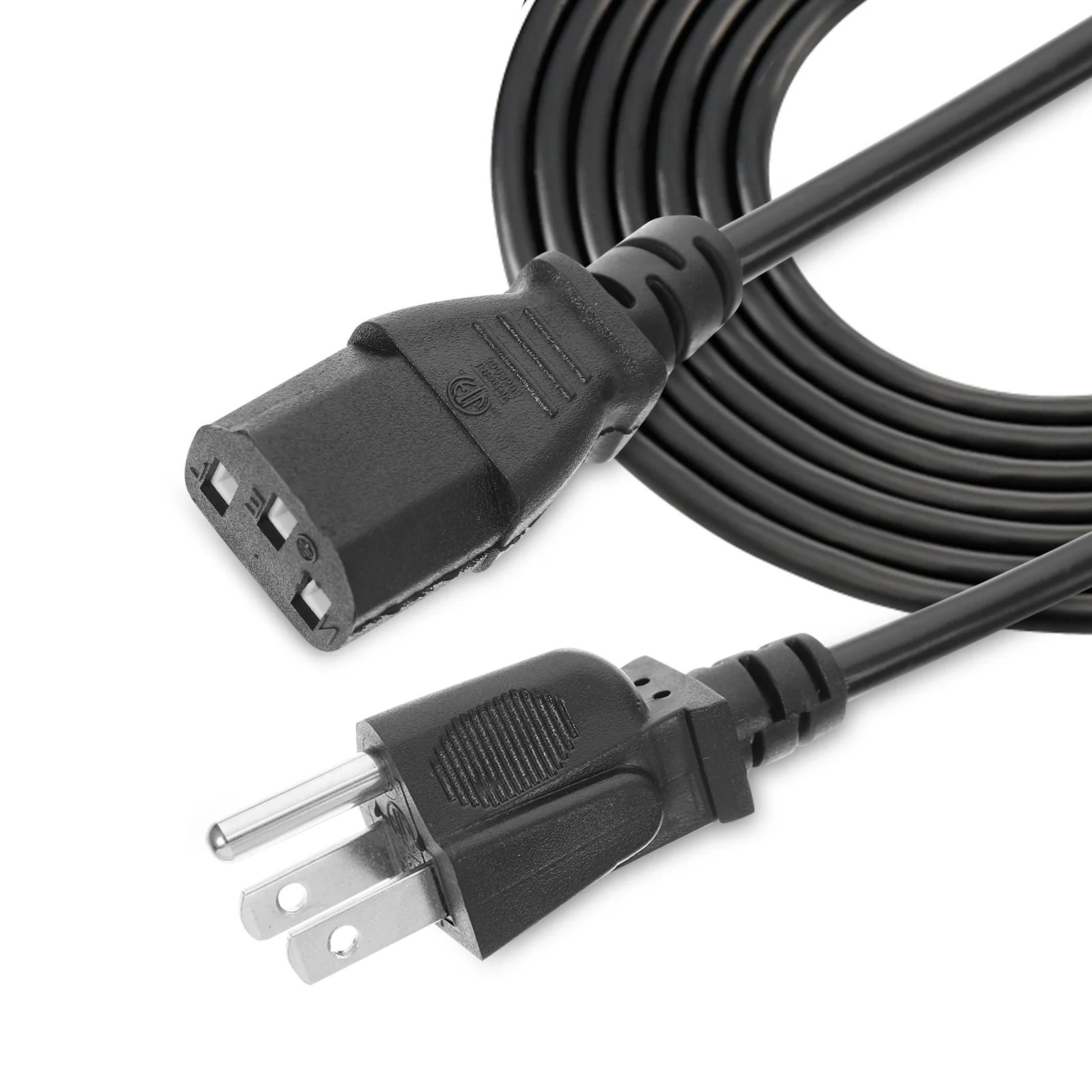 

2Pcs Power Cord Universal 3 Pin Connector Laptop Monitor Power Supply Cable Desktop Pc Printer Cables Laptop Cord