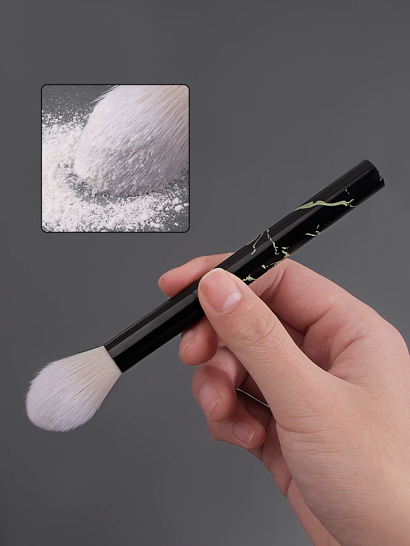 1 pieza de pincel de alto brillo con estampado de mármol, pincel para colorete, pincel para iluminar el rostro, brocha de maquillaje y herramientas de belleza