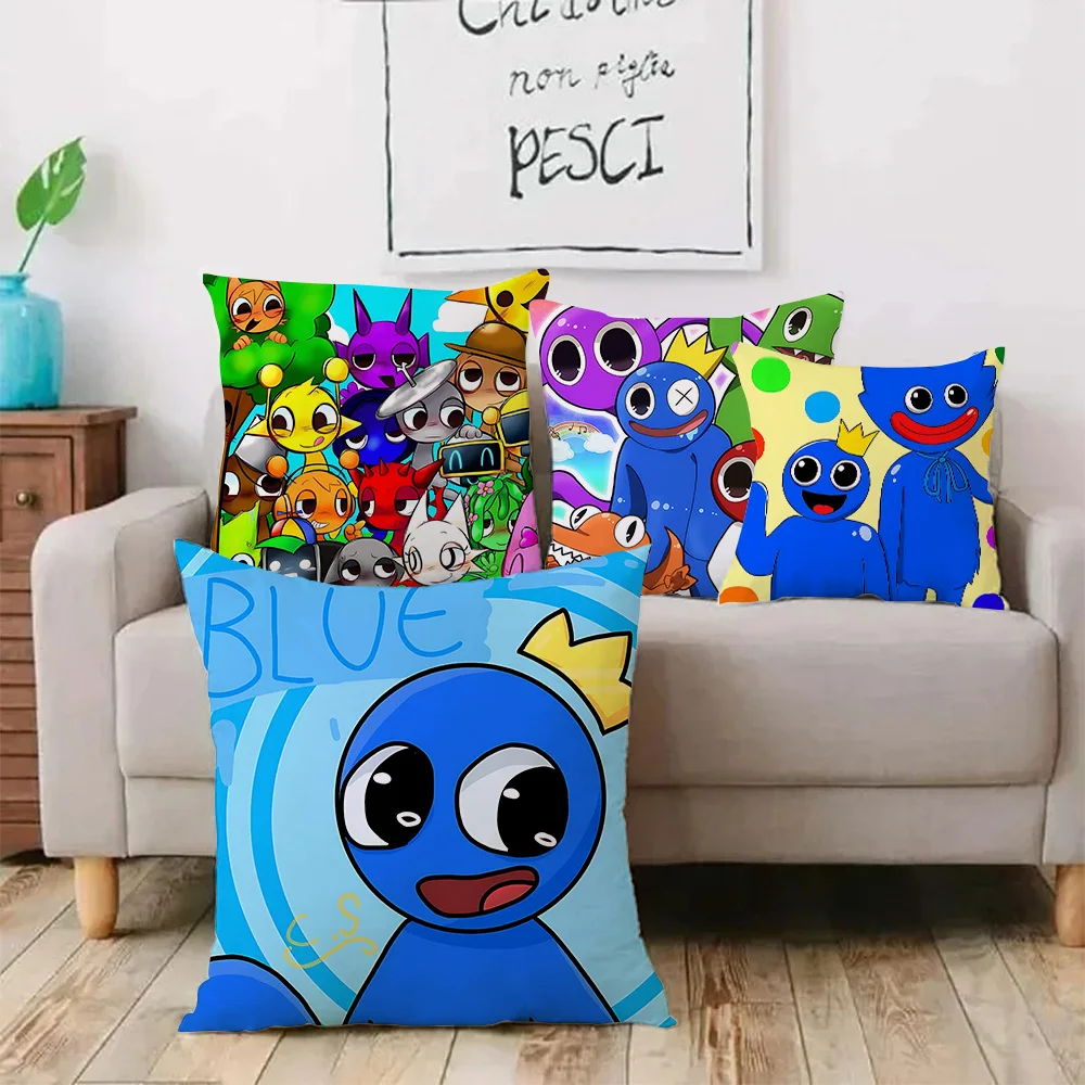 Funny Pillow Covers Cartoon Game R-Rainbow Friends Sofa Decorative Home Double-sided Printing Short Plush Cute Cushion Cover