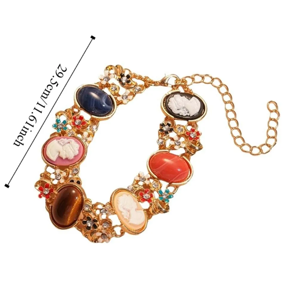 الحرف اليدوية الراتنج الباروك سوار زهرة مجوهرات اكسسوارات الرجعية المينا الإسورة العرقية خمر المرأة سوار اليد النساء فتاة #6