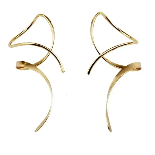 Spiral Threader Earrings 14K Gold Hand Bent Dangle Earring for Women Perfect Your Birthday Party Christmas Gift Giving