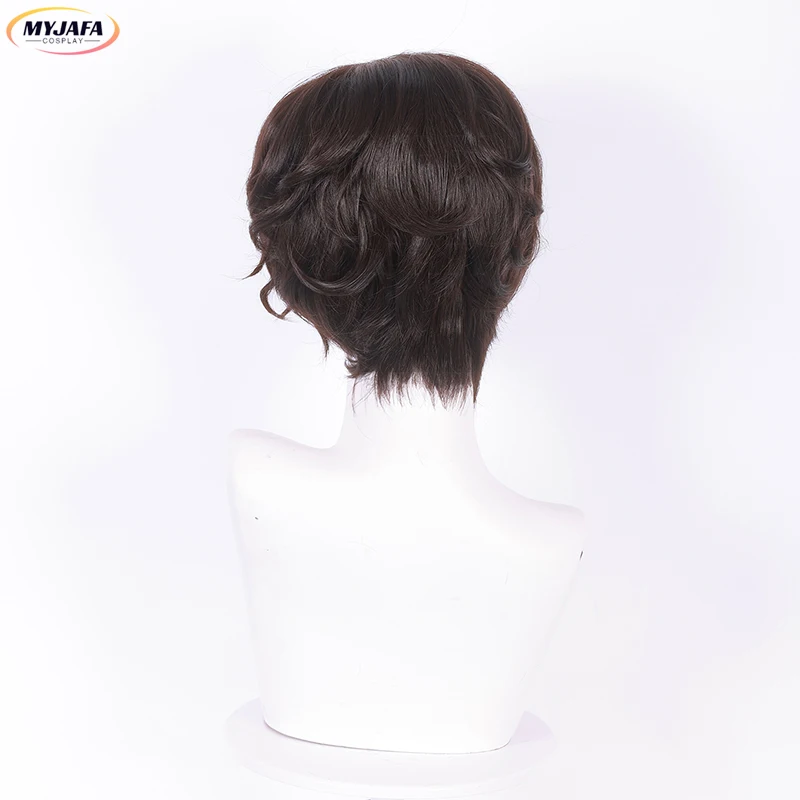 High Quality Dazai Osamu Cosplay Wig Anime Cosplay Short Brown Heat Resistant Synthetic Hair Party Role Play Wigs + Wig Cap image 4
