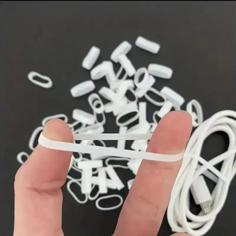 50 Silicone Cable Ties - Heat-Resistant Rubber Ties for USB, Power, and Data Cables - Essential for Offices