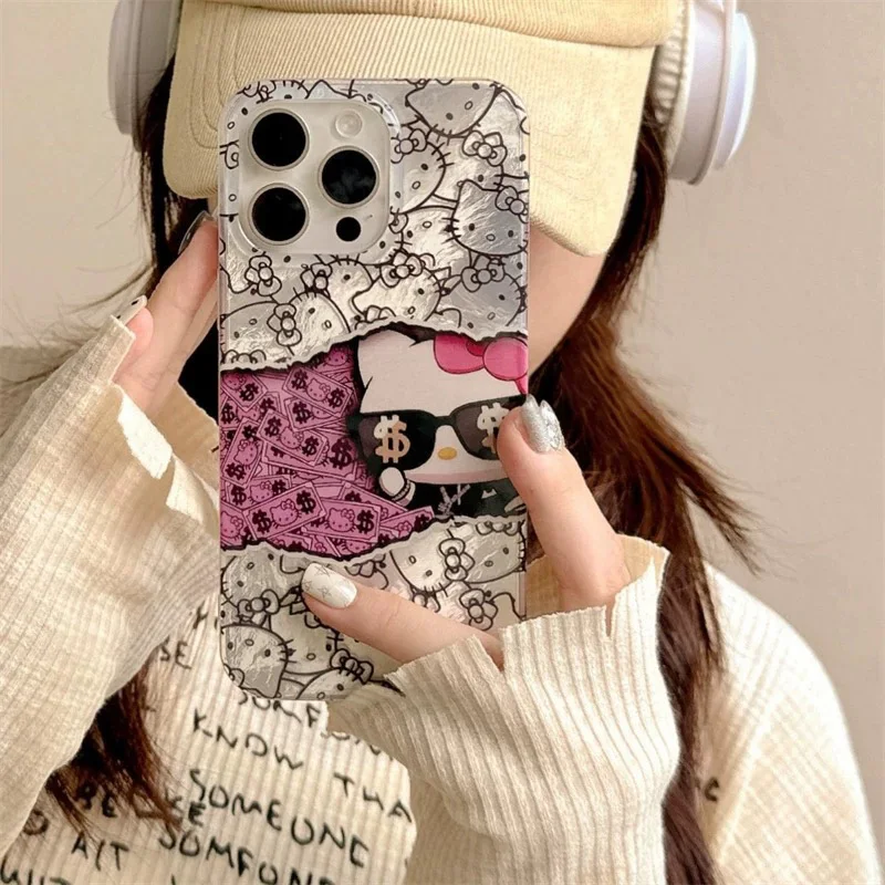 Y2k Sanrios Leopard Hellokitty Phone Case For Samsung Galaxy S25 S24 S23 S22 S21 FE Ultra Plus 4G 5G Feather Texture Back Cover - náhled 5