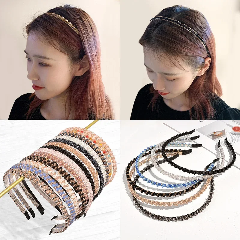 Glitter Shiny Full Diamond Hairband Korean Fashion Crystal Headband Women Rhinestone Headband Bridal Headwear Hair Styling Tool