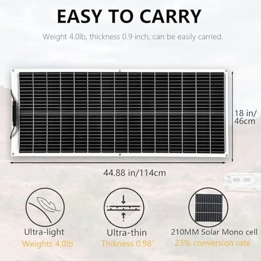 200W 12V Monocrystalline Solar Panel Kit w/ 20A Controller & Cable Lightweight Flexible Waterproof Ideal RV Boats Cabins Tents