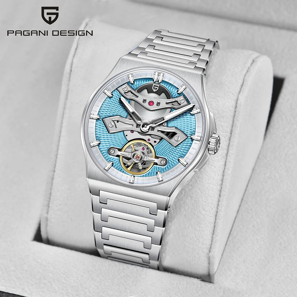 2025 جديد PAGANI تصميم 42 مللي متر أفضل توربيون الياقوت ساعة زجاجية الميكانيكية التلقائي الفولاذ المقاوم للصدأ مقاوم للماء الساعات للرجل #1