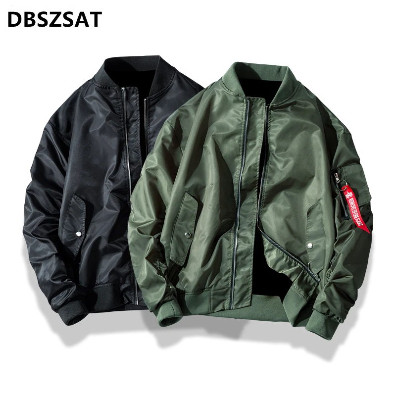 Spring Autumn Pilot Jacket Men Solid Color Baseball Flight Coat Male Military Bomber Varsity Jacket Large Size M-4XL Outerwear