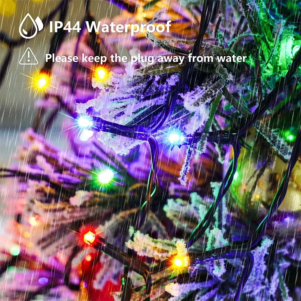 1.5M/2M/3M LED Ring Christmas Tree Tops Lights Decoration Tree Lights String for Patio Garden Outdoor Waterproof Waterfall Light