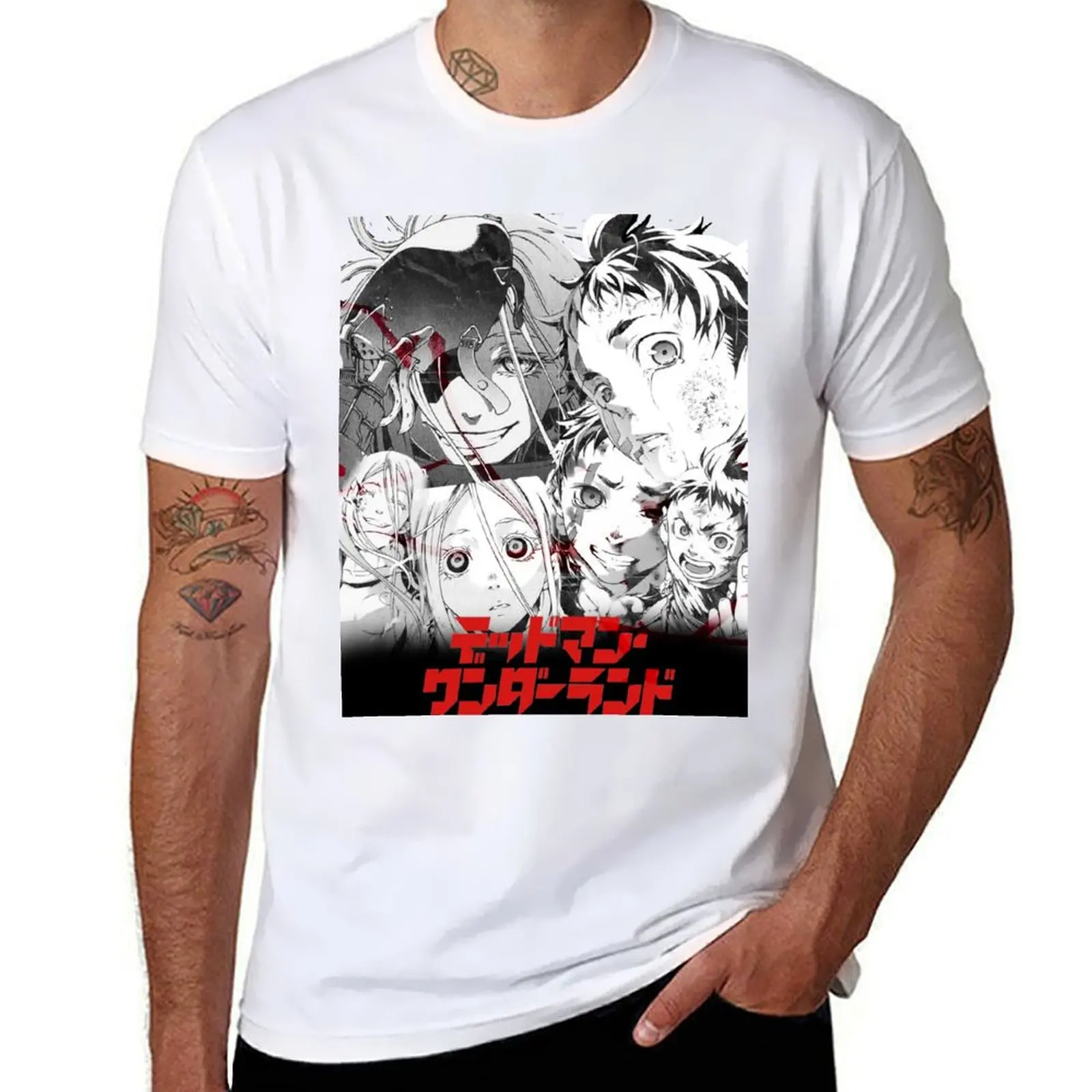 Camiseta camisa anime/manga hombres t Deadman camisas gráficas hombre para el país de las maravillas t 100% algodón divertido