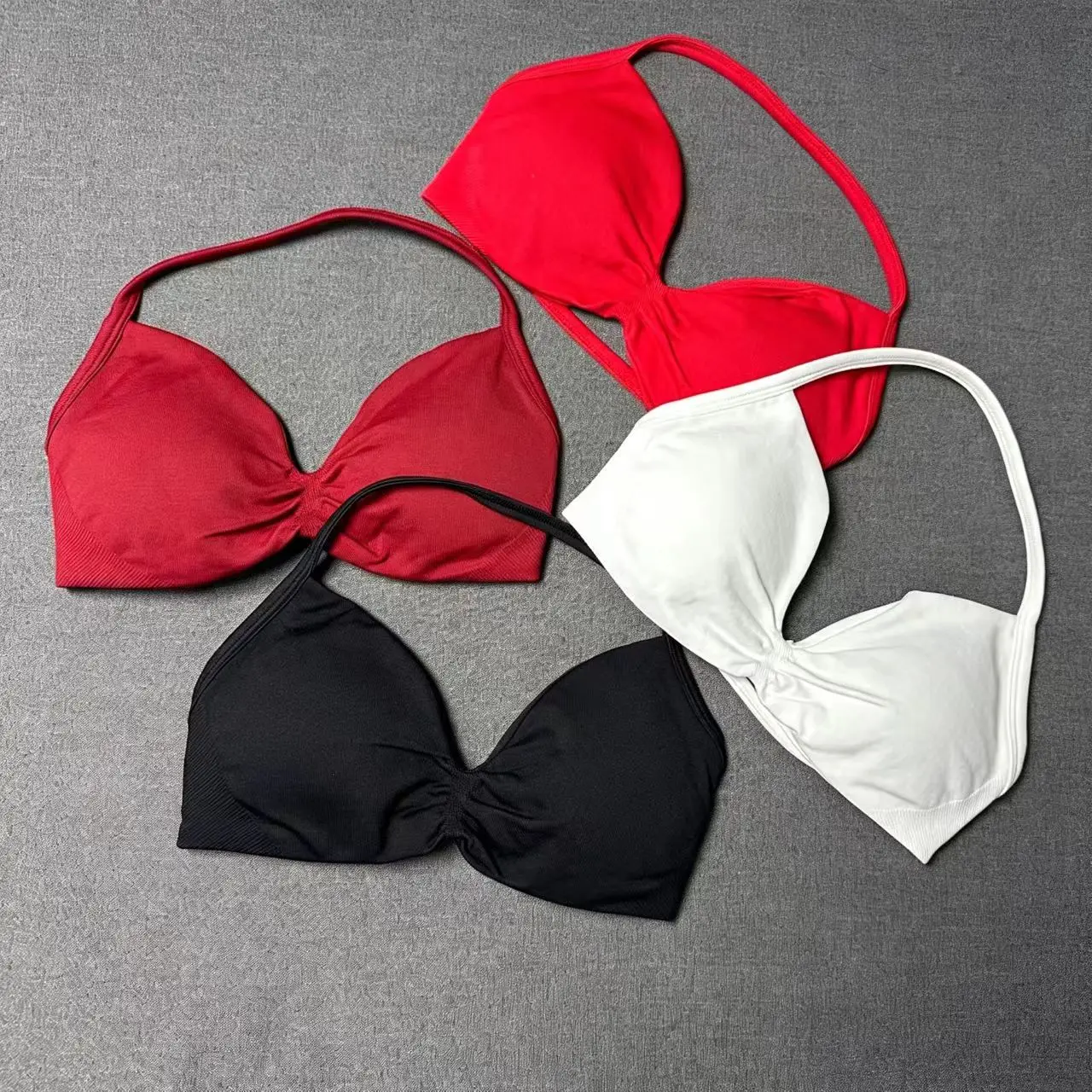 DFHE Sports Strap Bra Women's Yoga Vest Bra Running Sports Neck Hanging Fitness Bra