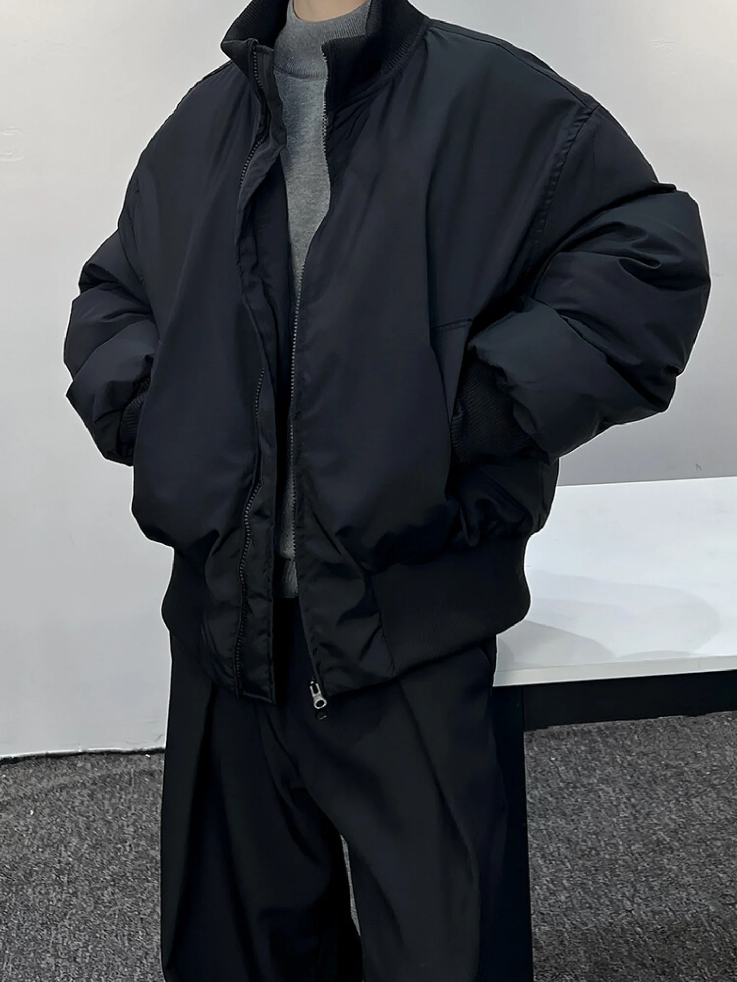 

Cleanfit American Sle Men's ort Jaet Stand Collar Cotton Coat Winter Casual Faion Zipper Closure Warmth Youth Trend