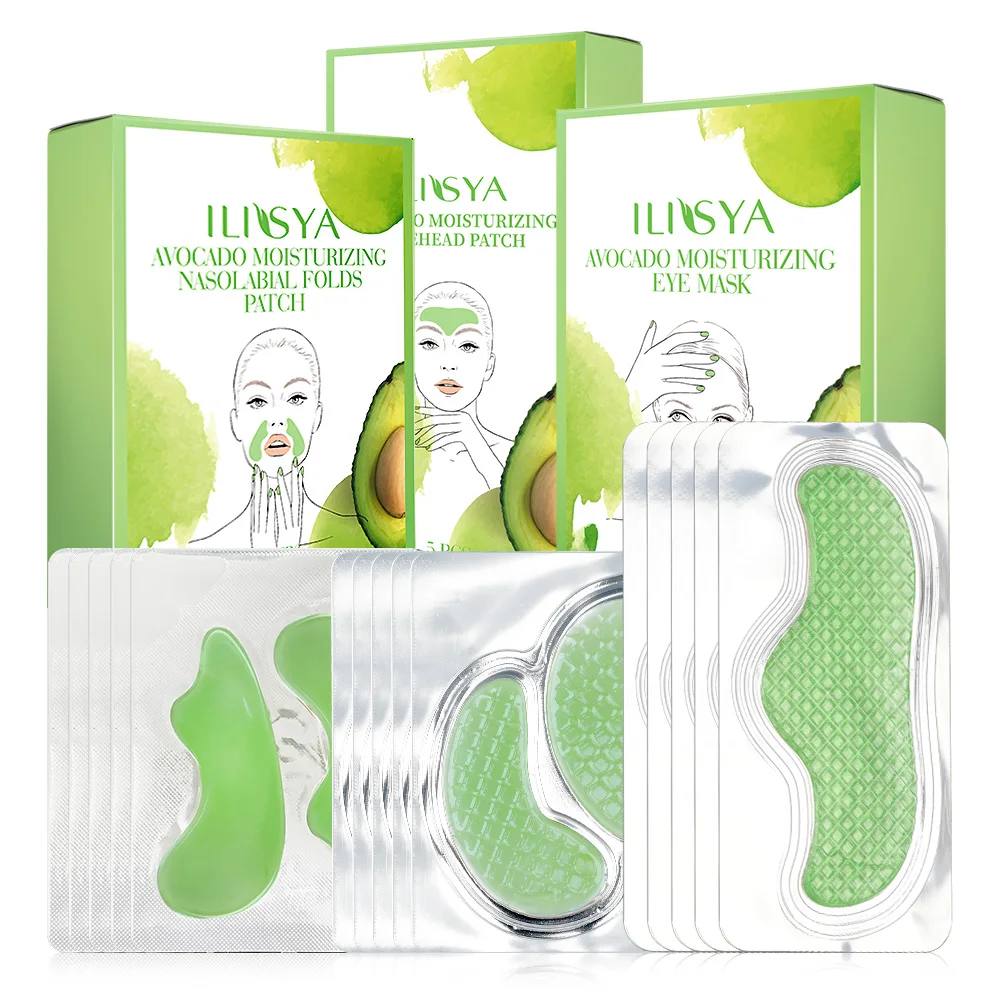 3 Packs Skin Care Patches Avocado Moisture Mask Set Reduce Smile Lines Fine Lines Dark Circles Puffy Eyes