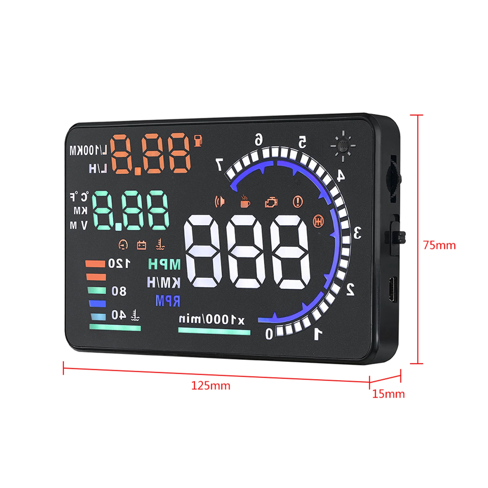 5.5\'\' OBD II Car HUD Display Auto Windshied Reflective Screen Speed Display Car Warning System Speed Warning Speedometer HUD