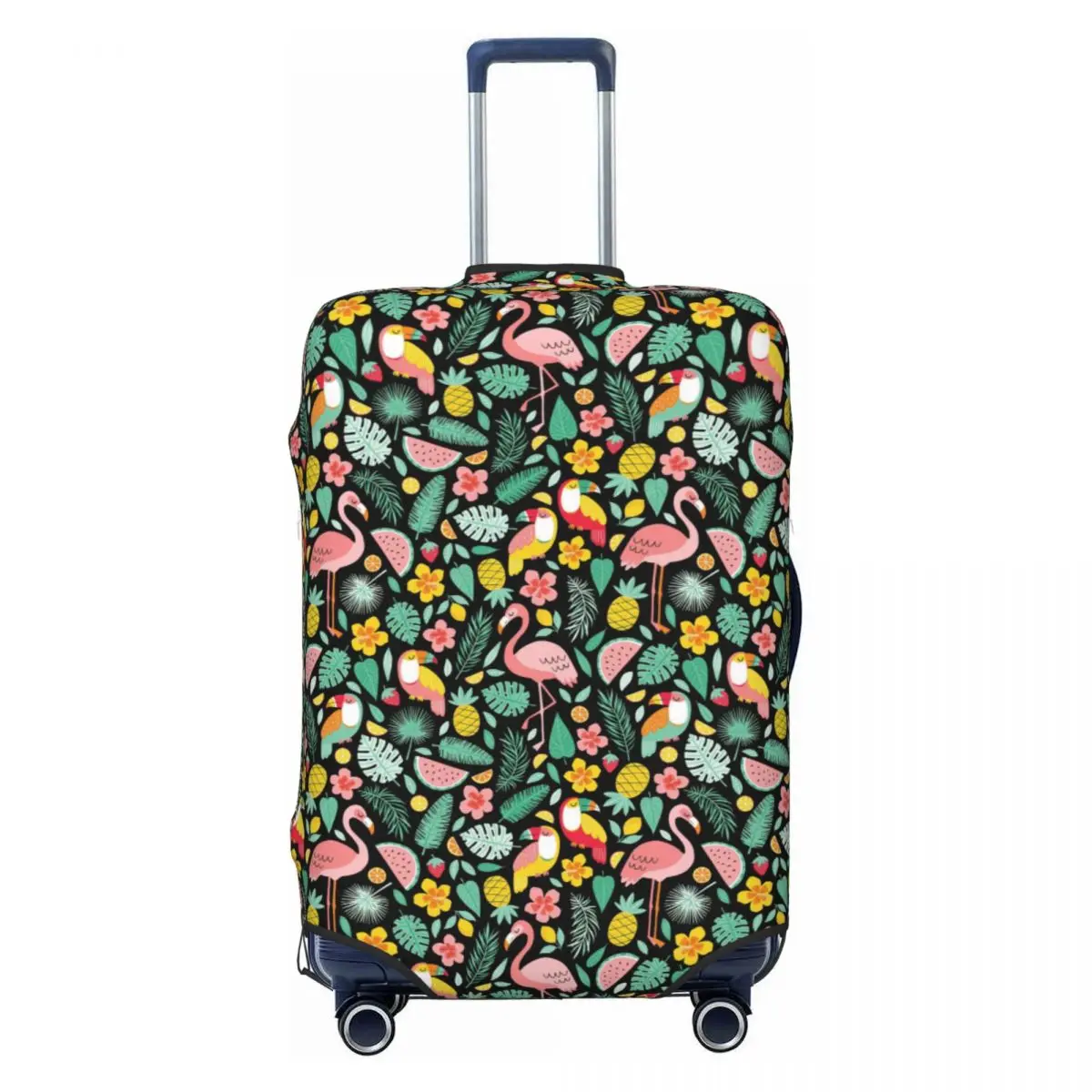 

Summer Flamingo Tropical Llowers Suitcase Cover Elastic Travel Luggage Covers for 18-32 inch