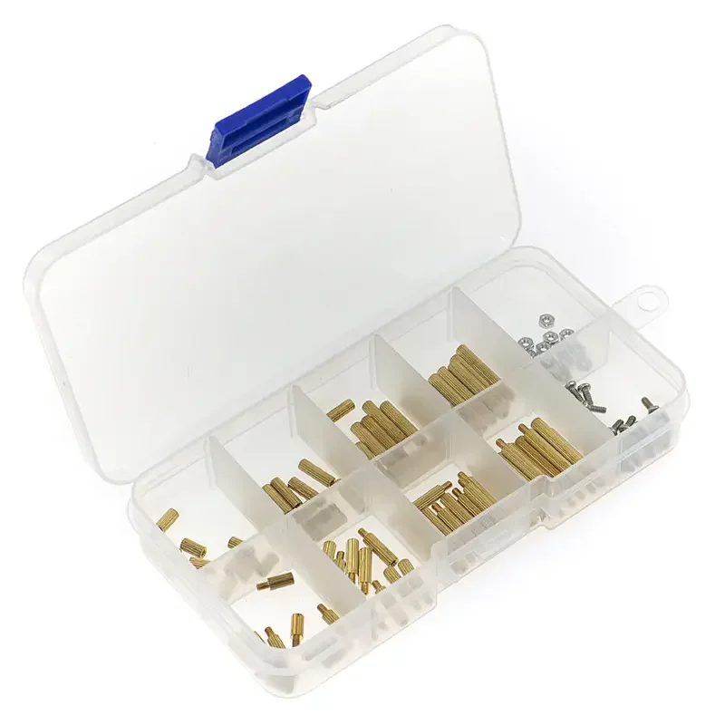 

120Pcs M2 Brass Knurled Standoff Male Female Round Column Pillar Spacer Assorted kit Box PCB Board