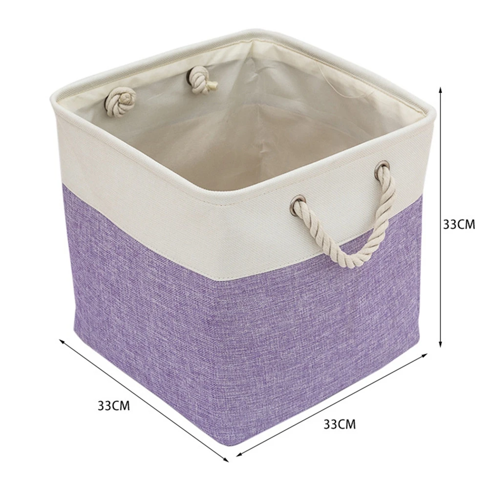 Foldable Cube Storage Bins Storage Baskets with Handles Linen Cotton for Shelf Closet Home Office Toys Book Sundries Organizing