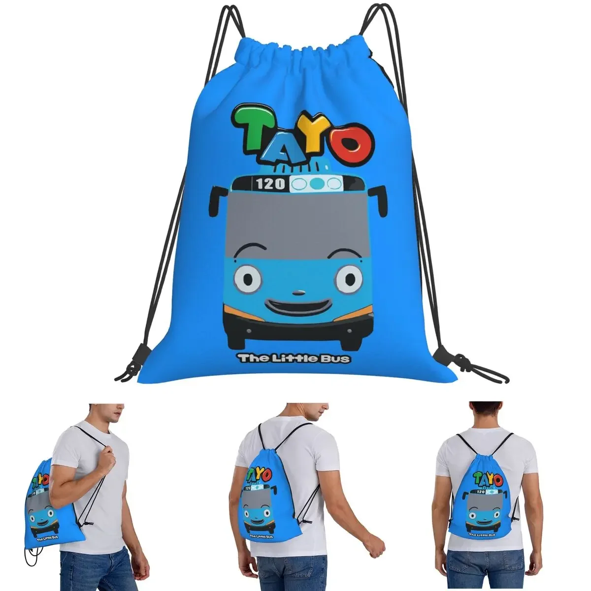 

Рюкзаки Tayo The Little Bus, модные портативные карманные спортивные сумки на шнурке, сумки для книг для школы путешествий