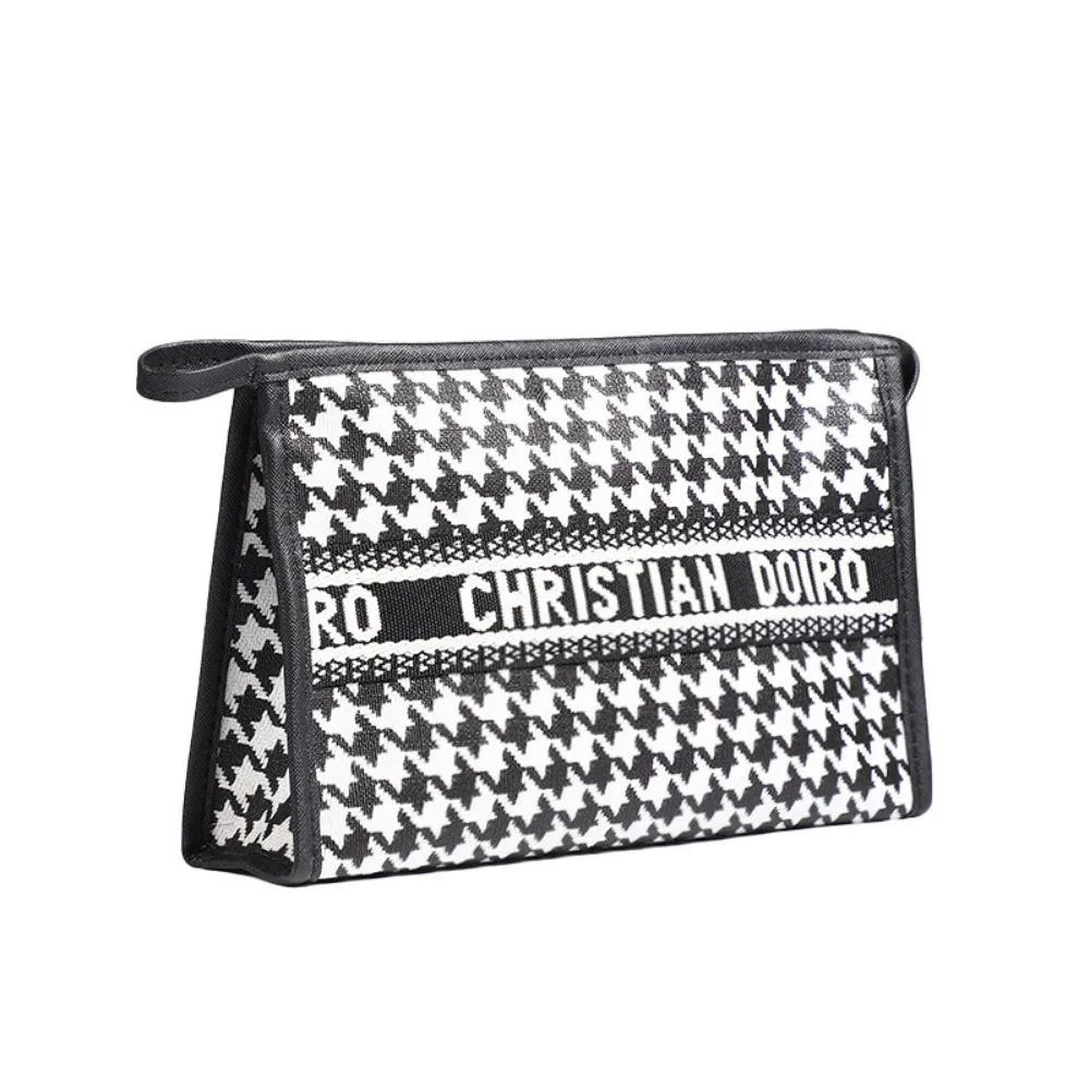 New Houndstooth Large-capacity Cosmetic Bag Portable Travel Hand-printed Cosmetic Case Waterproof Fashion Wash Bag Tote Bag