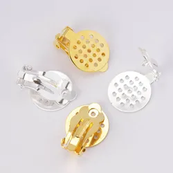 50pcs High Quality Gold Silver Iron Ear Clip Earrings Hole Bezel Blanks Cabochons Setting Base Diy Components Findings Supplier