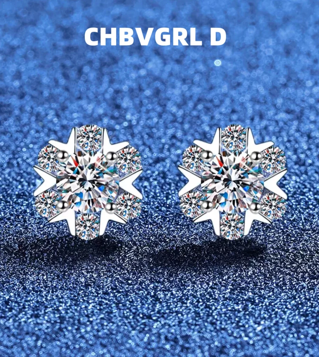 

[Snowflake] Popular S925 sterling silver moissanite earrings, high-end, luxurious, versatile earrings Christmas, Valentine's Day