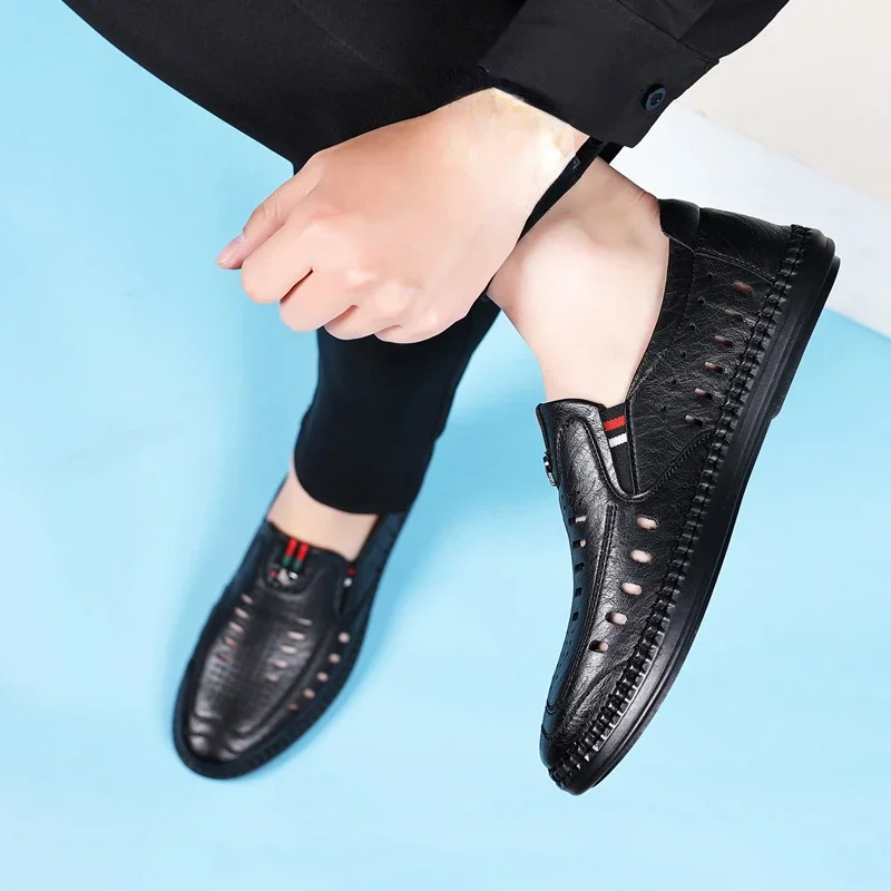 

XIHAHA/Новые летние мужские модные сандалии, кожаная повседневная мужская обувь, дышащие тапочки с мягкой подошвой, мужская обувь, кроссовки