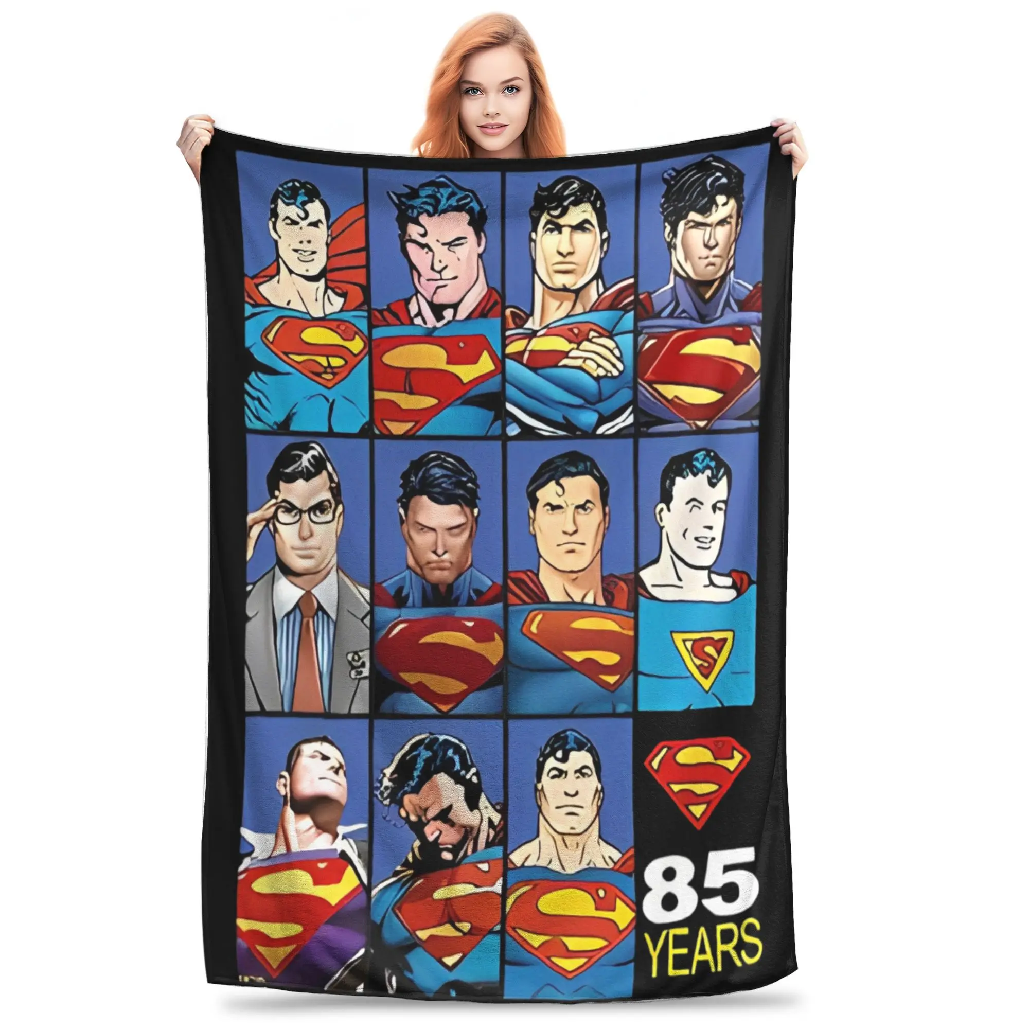 

Popfunk Supermans Many Faces 85 Years Blankets Flannel Novelty Warm Throw Blankets for Bed Sofa Winter,