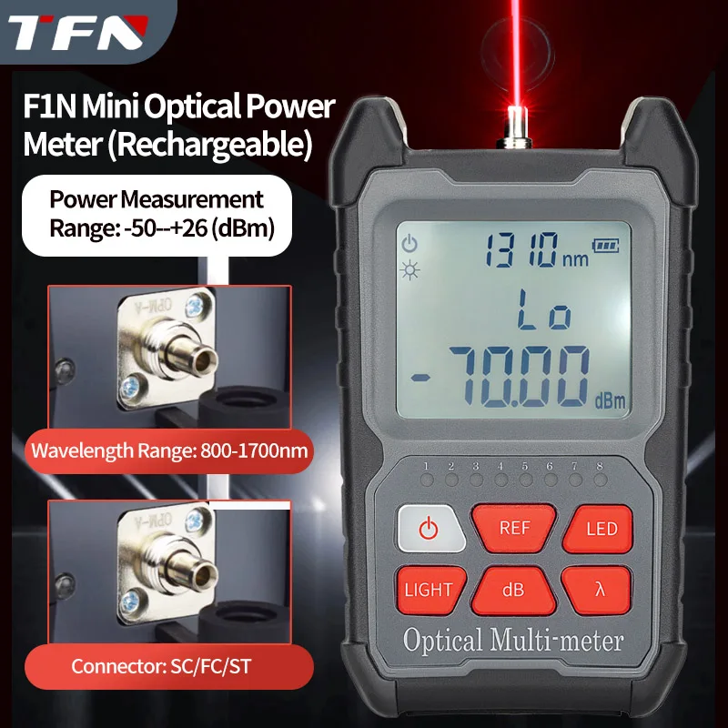 TFN F1N Mini Handheld OPM Portable High-end Rechargeable Lithium Battery Fiber Optic Power Tester Optical Power Meter