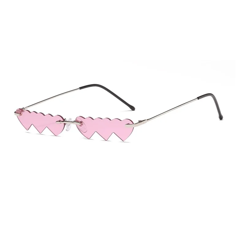 2020แฟชั่นกรอบ Punk Heart Rimless แว่นตากันแดดสำหรับสตรีสีแดง Rose ที่ไม่ซ้ำกันรูปหัวใจแว่นตาชาย Vintage Lunette