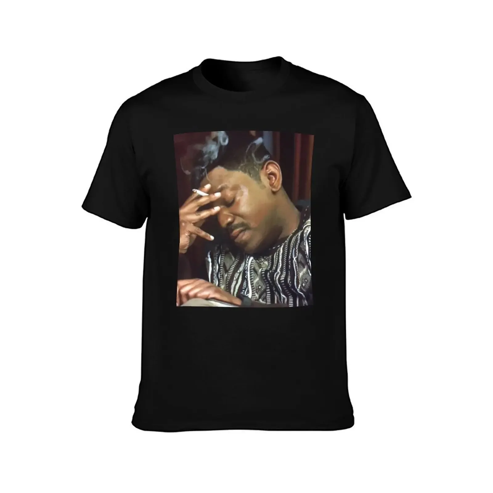 Mekhi Phifer Meme Smoking Reaction Gif head down eyes closed The Bobby Brown Story T-Shirt vintage men clothes