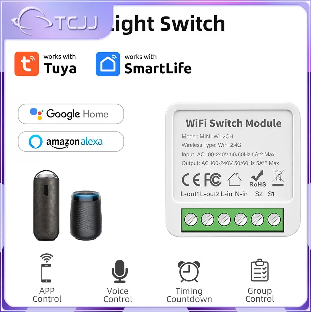 Tuya Wifi 16A Mini inteligentny przełącznik 1/2/3/4 Gang wsparcie dwukierunkowych modułów przełączników sterujących z inteligentnym życiem Alexa Google Home Yandex Alice