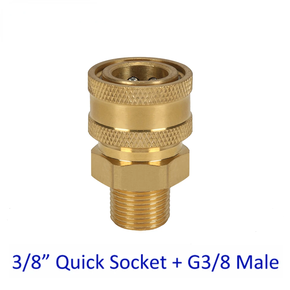 High Pressure Washer Car Washer Brass Connector Adapter Coupler G3/8 Male + 3/8