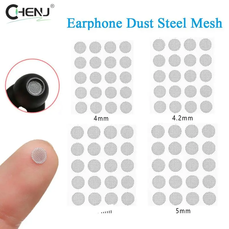 20pcs Brandnew Dust Network Shell Steel Mesh Dustproof Net 4mm 4.2mm 4.7mm 5mm In-ear Headphones Parts Earphone Accessories