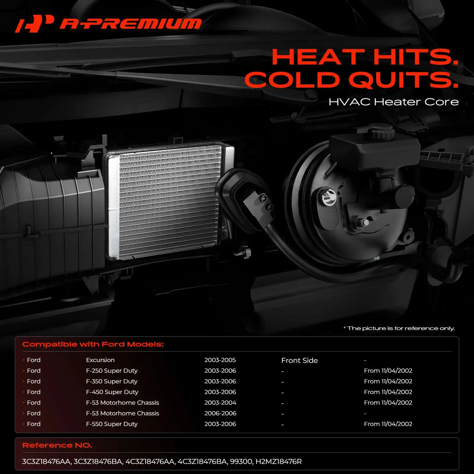 A-Premium HVAC Heater Core for Ford F-250 Super Duty F-350 Super Duty F-450 Super Duty F-550 Super Duty 2003-2006 F53 Excursion