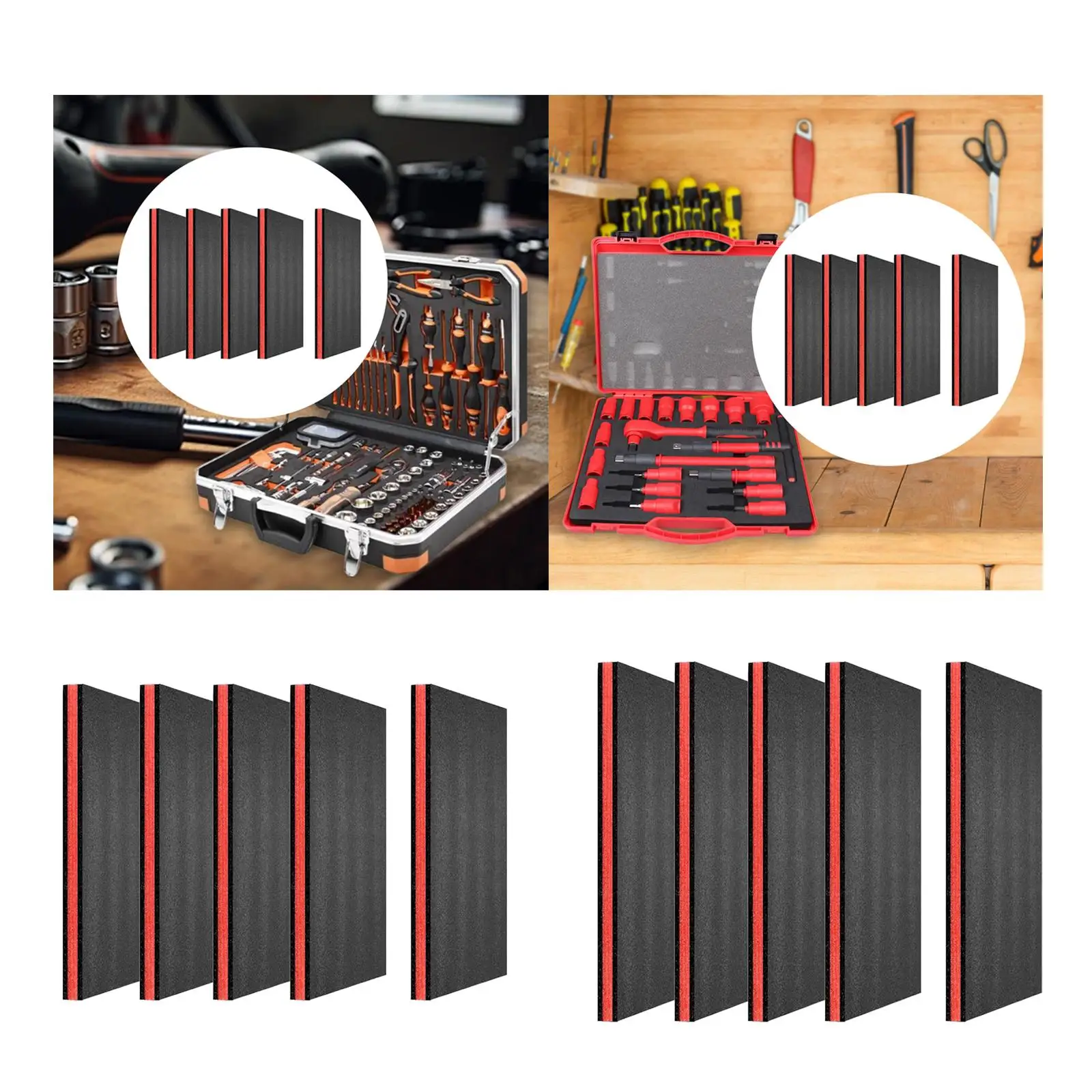 5x Tool Box Foam Inserts Reusable Practical Cuttable Removable for DIY Crafts Toolboxes Packaging Camera Case Transport Padding