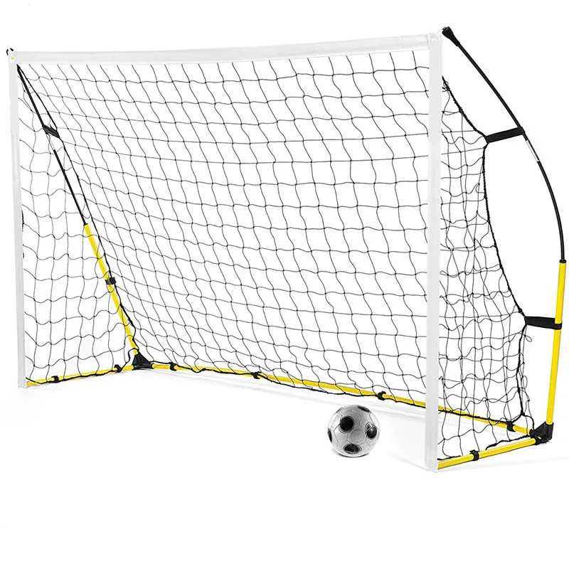 2.4x1.5x0.8m Quick Set Up Soccer Goal and Nets Instant Collapsible Metal Base Durable Vertical Posts Portable Bow Style Net