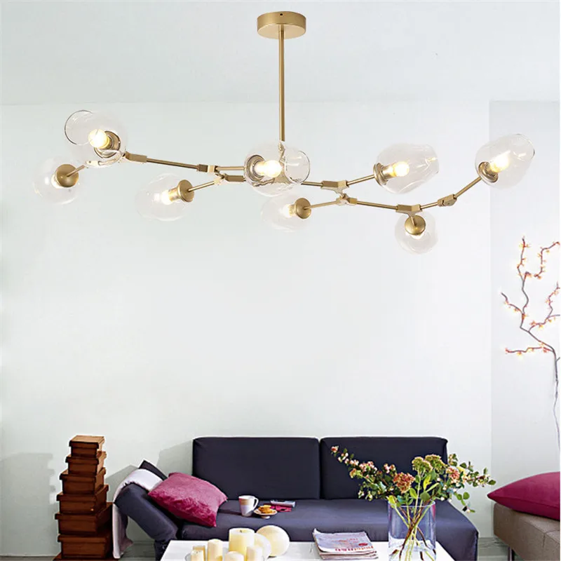 

Nordic Led Pendant Lamp All Copper Magic Bean Molecular Living Room Lighting Modern Minimalist Dining Bedroom Chandelier Light