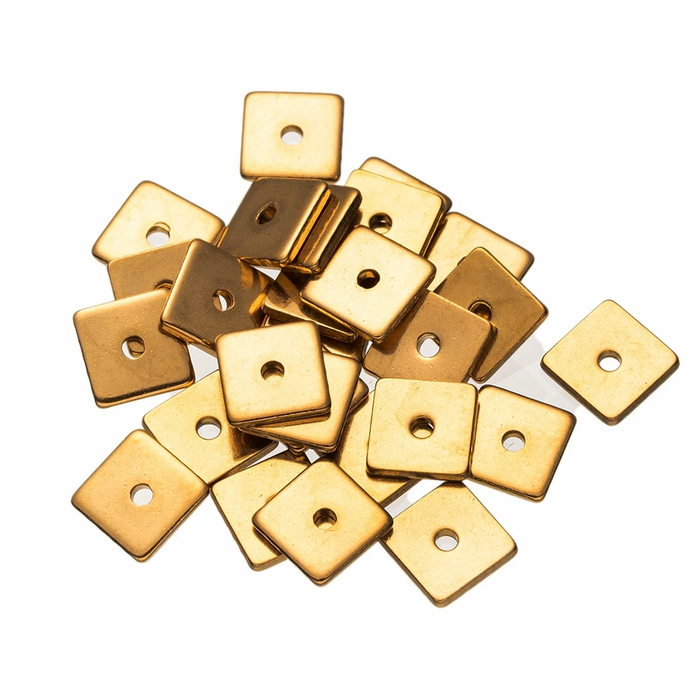 Perles d'espacement carrées en acier inoxydable, 50 pièces, 4/5/6/8mm, petit trou en métal pour bricolage, Bracelet, collier, fournitures de fabrication de bijoux