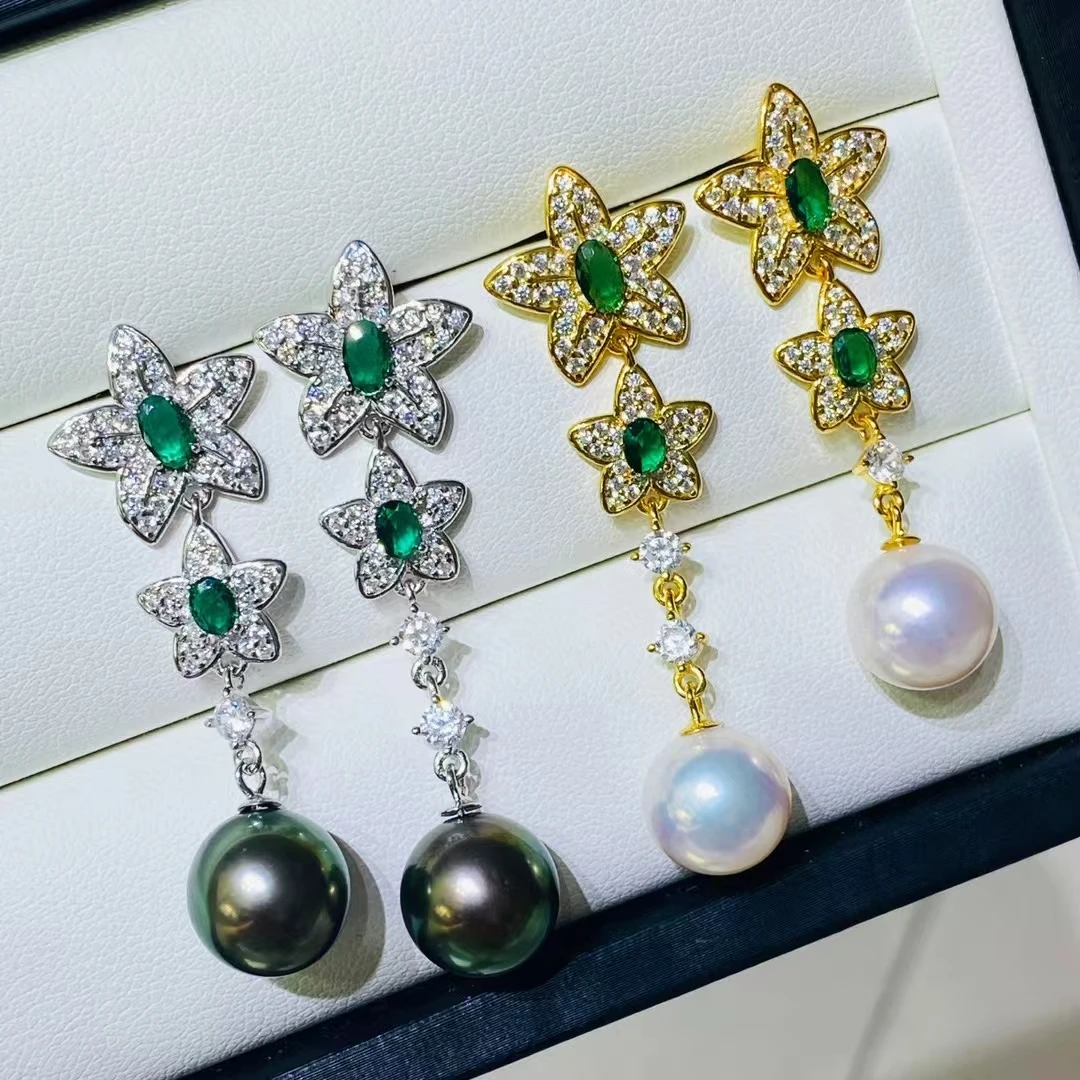 

Оптовая продажа, серьги из стерлингового серебра 925 пробы, фурнитура для крепления, базовые монтажные детали, аксессуар для жемчуга 10-15 мм, 5 пар/лот