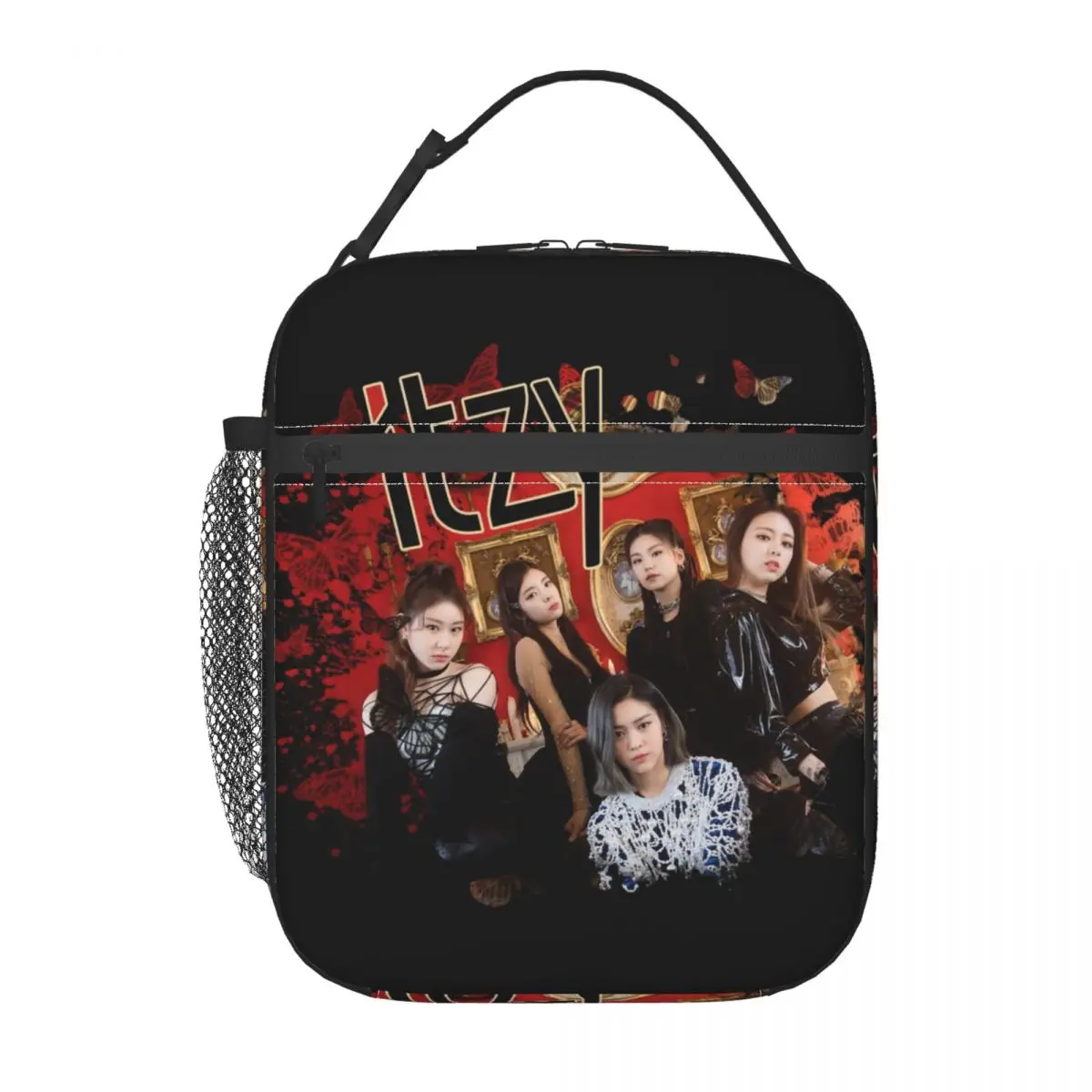 ITZYS Kpop Girl Group Insulated Lunch Bags for Women Red Butterflies Resuable Cooler Thermal Food Lunch Box Work School Travel