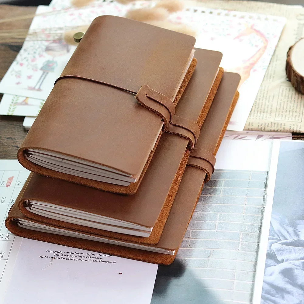 Portable Gift Customized Retro Handmade Notebook School Office Leather DIY Sketchbook Refillable Diary Journal Travel