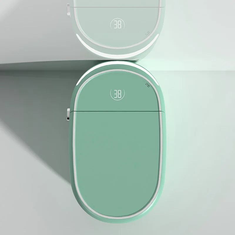 #g High Quality Smart Bidet Toilet with Warm Seat Deodorizer Greener Color Oval Shape and Remote Control P-Trap Drainage Pattern
