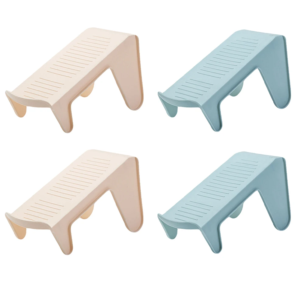 

4 Pcs Shoes Rack for Closet 2 Tier Slot Economical Blue Pp Space Saving Organizer