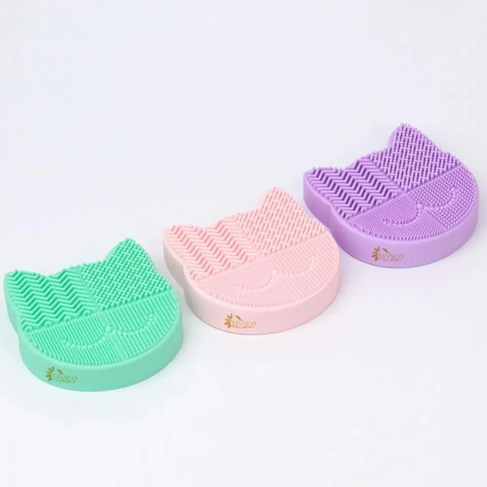 Silikonowe pudełko do czyszczenia pędzli do makijażu 2 w 1, przenośna podkładka do mycia pędzli, wielofunkcyjne narzędzie do makijażu na sucho i na mokro, pudełko do szorowania.